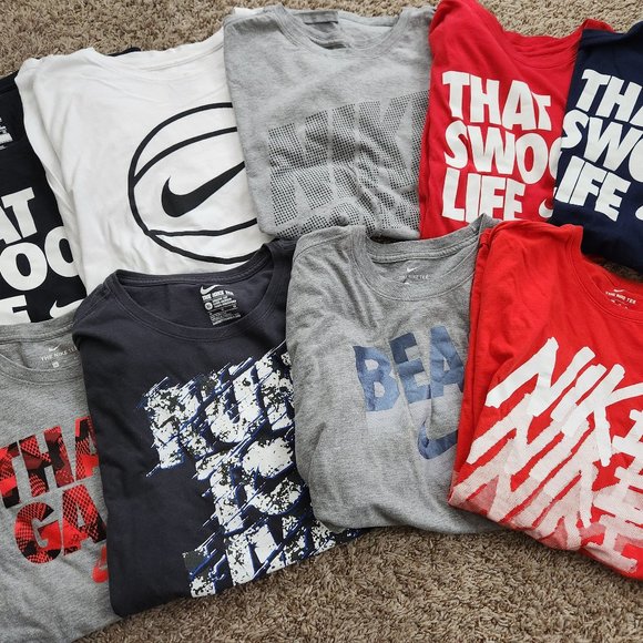 Nike Other - Nike Athletic Cut Shirt Bundle Lot (x9) T-Shirts Swoosh Life B-Ball Football Euc